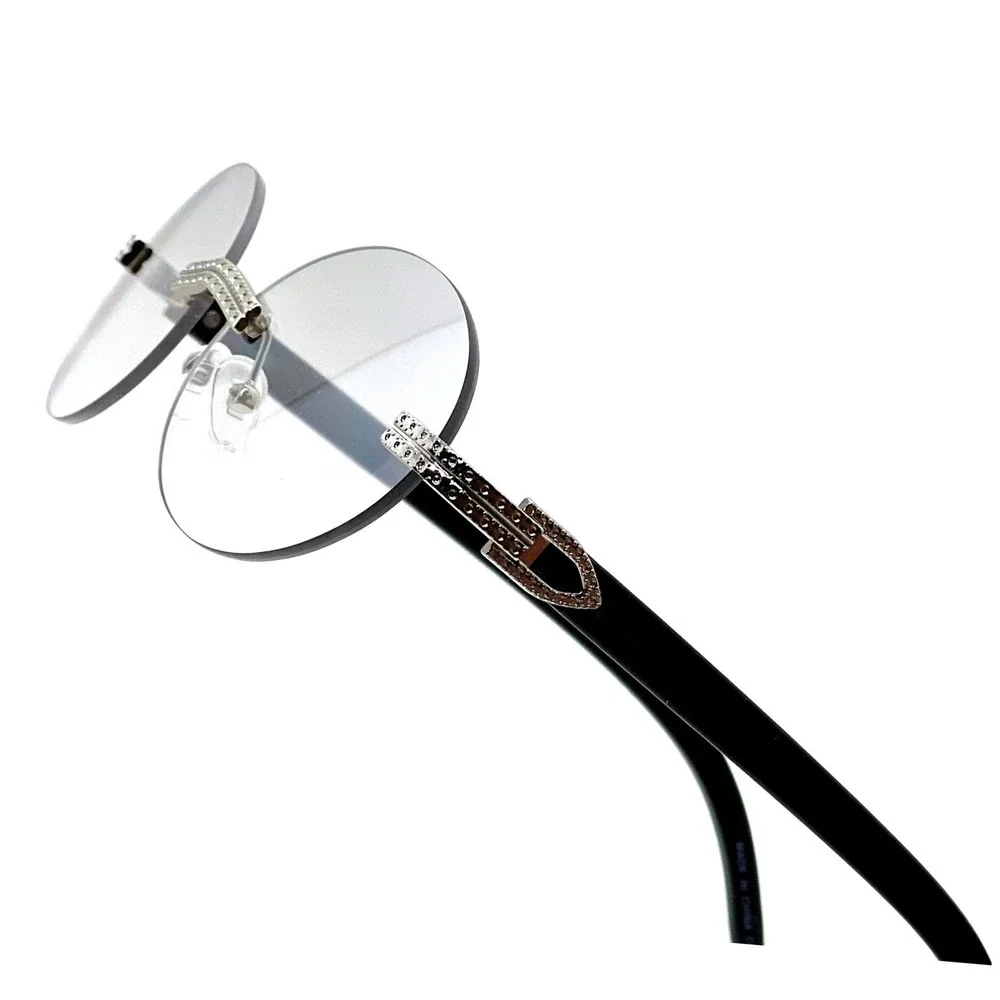 Rimless Sunglasses Silver Frame Clear Tinted Lens Trendy Retro Classy 80's 90's‎